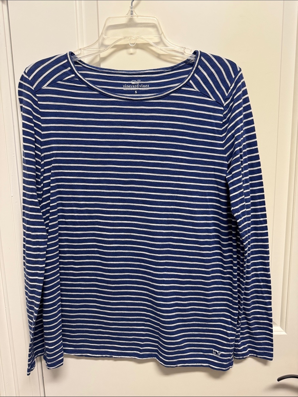 Vineyard Vines Blue and White Striped Long Sleeve Tee